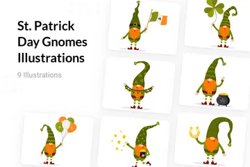 St. Patrick Day Gnomes Illustration Pack