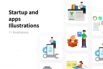 Startup und Apps Illustrationspack