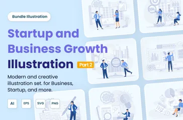 Startup und Unternehmenswachstum Illustration Pack