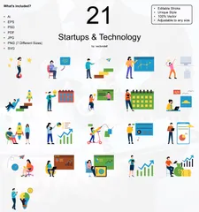 Startups y tecnología Paquete de Ilustraciones