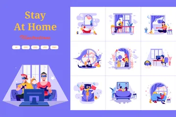 Stay At Home Illustration Pack
