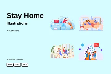 Stay Home Illustration Pack