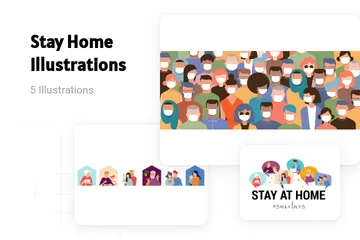 Stay Home Illustration Pack