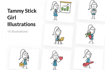 Stick Girl Illustration Pack