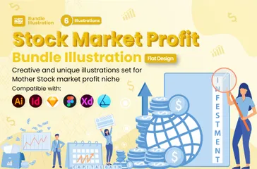 Stock Market Profit Illustration Pack