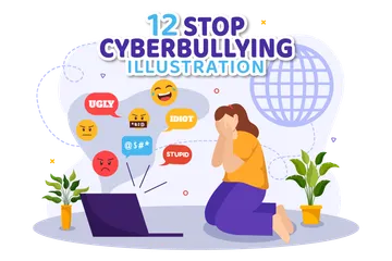 Stop Cyberbullying Illustration Pack