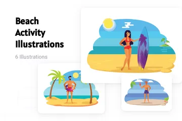 Strandaktivität Illustrationspack