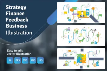 Stratégie, finance, commentaires et affaires Pack d'Illustrations