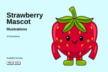 Strawberry Mascot Illustration Pack