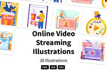 Streaming vidéo en ligne Pack d'Illustrations