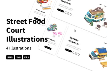 Street Food Court Illustration Pack