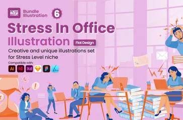 Stress In Office Illustration Pack