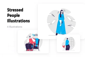 Stressed People Illustration Pack