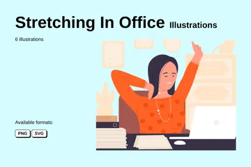 Stretching In Office Illustration Pack