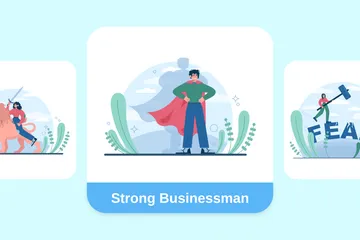 Strong Businessman Illustration Pack