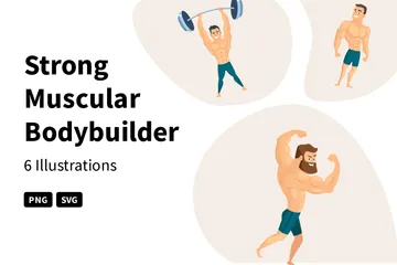 Strong Muscular Bodybuilder Illustration Pack