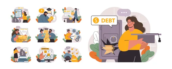 Student Debt Crisis Illustration Pack