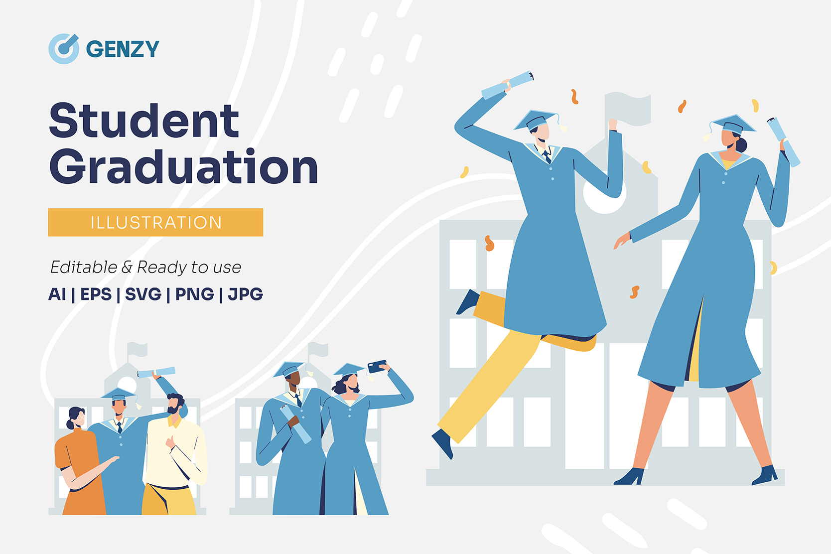 Student Graduation Illustration Pack - 10 Free Download School ...