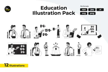 Studenti occupati al college Illustration Pack