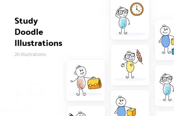 Studieren Sie Doodle Illustrationspack