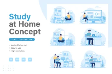 Study From Home Illustration Pack
