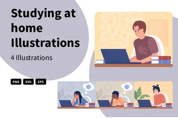 Studying At Home Illustration Pack