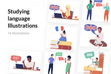 Studying Language Illustration Pack