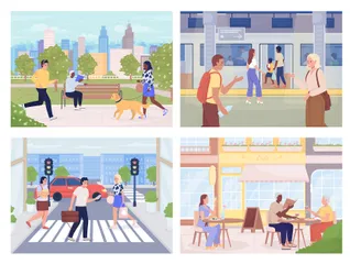 Mode de vie urbain moderne Pack d'Illustrations