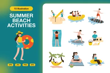 Summer Beach Activities Illustration Pack