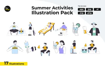 Summer Beach People Illustration Pack