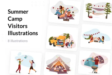 Summer Camp Visitors Illustration Pack