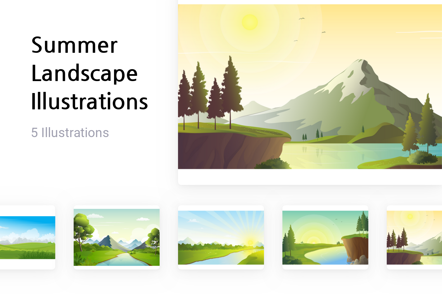 Summer Landscape Illustration Pack - 5 Free Download Nature ...