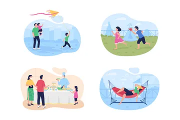 Summertime Vacation With Family Illustration Pack