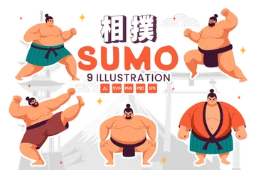 Sumo Wrestler Illustration Pack