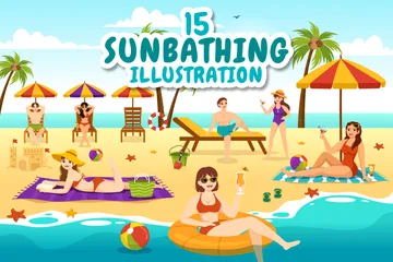 Sunbathing Illustration Pack