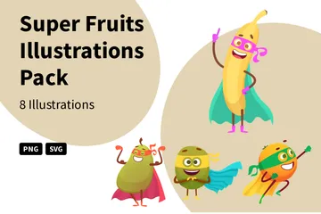 Súper frutas Paquete de Ilustraciones