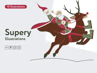 Super Weihnachtsmann Illustrationspack