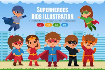 Superheroes Kids Illustration Pack