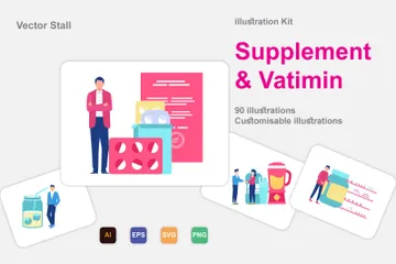Suplemento y vitamina Paquete de Ilustraciones