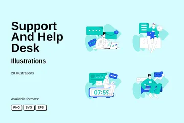 Support And Help Desk Illustration Pack
