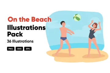 Sur la plage Pack d'Illustrations