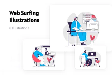 Surfer sur le web Pack d'Illustrations