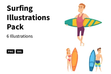 Surfing Illustration Pack