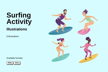 Surfing Activity Illustration Pack