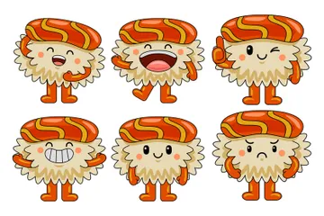 Mascote do Sushi Pacote de Ilustrações