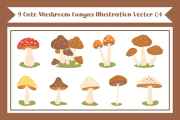 Süße Pilz-Polka Illustrationspack