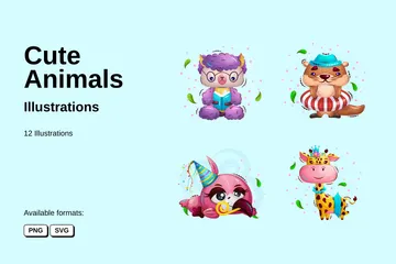 Süße Tiere Illustration Pack