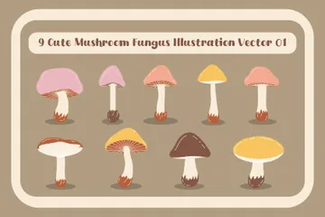 Süßer Pilz Illustrationspack