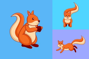 Süßes Eichhörnchen Illustrationspack