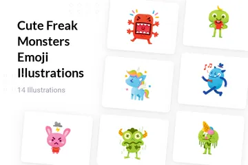 Süße Freak-Monster-Emoji Illustrationspack